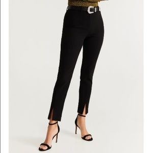 ✨MANGO: Black Slit hem pants: size 8